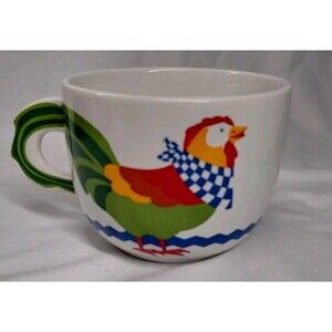 Vintage 1992 FTD Rooster Chicken Soup Mug Oversized Coffee Cup Ceramic Bowl 16oz